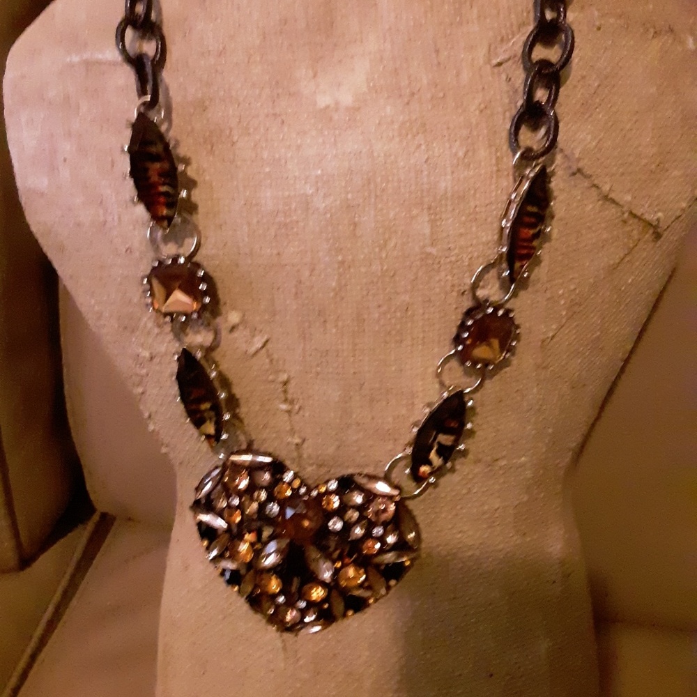 Betsey Johnson Rhinestone Heart Necklace 1day sale